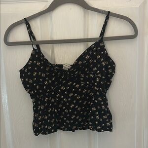 American Eagle Outfitters Black Ruched Crop Camisole